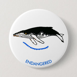 Grafisch - Bultrug WALVIS - Wildlife - Natuur- Ronde Button 7,6 Cm