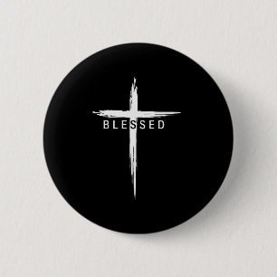Grafisch christelijk kruis Jezus Christus Mannen V Ronde Button 5,7 Cm