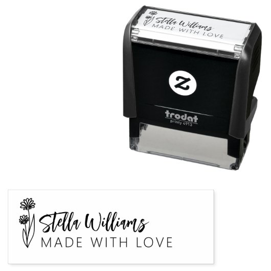 Grafisch Daisy script gemaakt met liefde Zelfinktende Stempel (In situ)