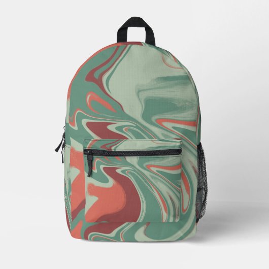 Grafisch design groen oranje bedrukte rugzak (Voorkant)