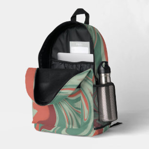 Grafisch design groen oranje bedrukte rugzak