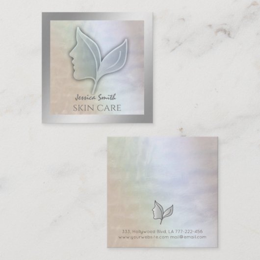 Grafisch elegant meisje vierkante visitekaartje (Voorkant / Achterkant)