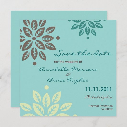 Grafisch Floral sparen de Datum Save The Date (Voorkant / Achterkant)