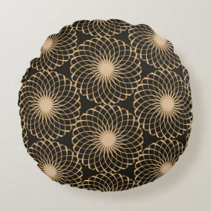 grafisch floral tracery grid naadloos patroon in i rond kussen