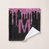 Grafisch frambozenuitstrijkje Glitter Monogram Naa Bad Handdoek (Wasdoekje)