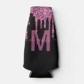 Grafisch frambozenuitstrijkje Glitter Monogram Naa Flesjeskoeler (Voorkant)