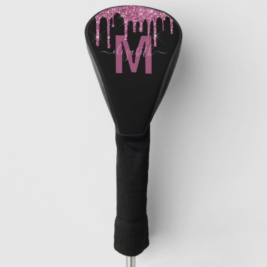 Grafisch frambozenuitstrijkje Glitter Monogram Naa Golfheadcover (Voorkant)