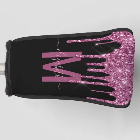 Grafisch frambozenuitstrijkje Glitter Monogram Naa Golfheadcover (Voorkant)