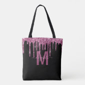 Grafisch frambozenuitstrijkje Glitter Monogram Naa Tote Bag (Achterkant)