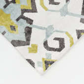 Grafisch geel en grijs ikattribpatroon fleece deken (Hoek)