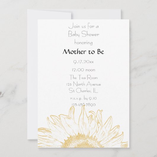 Grafisch geel zonnebloemBaby shower Kaart (Voorkant)