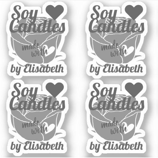 Grafisch gemaakt van Chic Grey Roos met hartszaika Sticker (Voorkant)