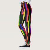 Grafisch geometrisch balkenpatroon Pride kleuren Leggings (Links)