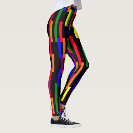 Grafisch geometrisch balkenpatroon Pride kleuren Leggings (Rechts)