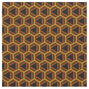 Grafisch geometrisch patroon Abstract zwart geel Stof