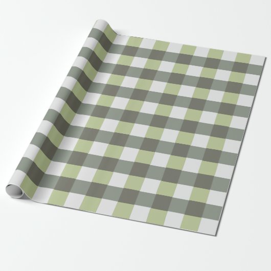 Grafisch geweven groen grijs patroon cadeaupapier (Uitgerold)