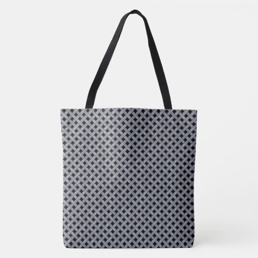 Grafisch Geweven Rattan Zilver op Custom Black Tote Bag (Voorkant)