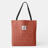 Grafisch geweven rood op aangepast kleurenmonogram tote bag (Voorkant)
