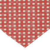 Grafisch geweven rood ritan op aangepast crème tafelkleed (Gekanteld)