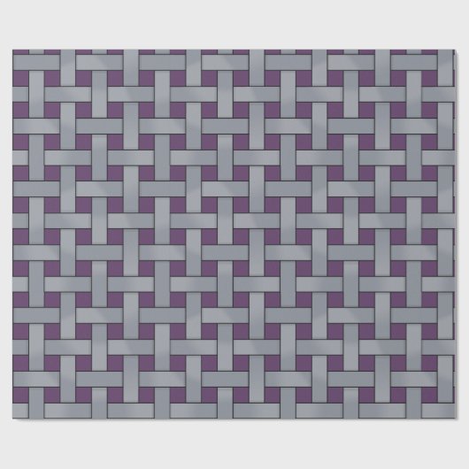 Grafisch Geweven Zilver op Aangepaste Paarse Kleur Cadeaupapier (Vlak)