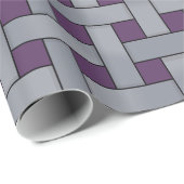 Grafisch Geweven Zilver op Aangepaste Paarse Kleur Cadeaupapier (Rol Hoek)