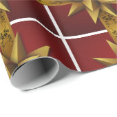 Grafisch Gold Bourgogne Kerstmis Cadeaupapier (Rol Hoek)