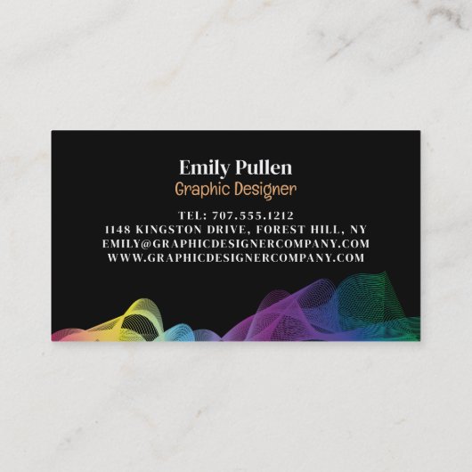 Grafisch golfontwerp, grafische vormgever visitekaartje (Achterkant)