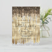 Grafisch goudbruine druppels glitter om het even w kaart (Staand voorkant)