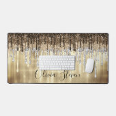 Grafisch goudbruine druppels glittermonogram bureaumat (Keyboard & Muis)