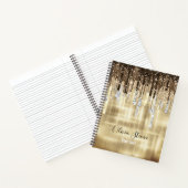 Grafisch goudbruine druppels glittermonogram notitieboek (Binnen)