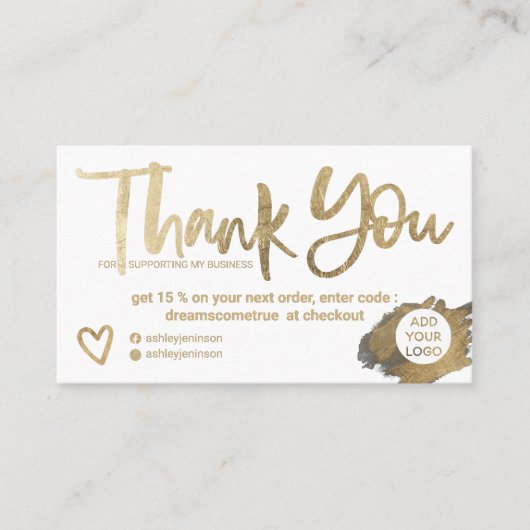 Grafisch gouden borsteldoopvont witte kerkorde dan visitekaartje (Voorkant)