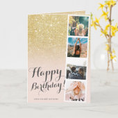 Grafisch gouden glitter ombre fotograaf verjaardag kaart (Gele Bloem)