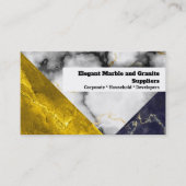 Grafisch goudwitte zwarte graniet visitekaartje (Voorkant)