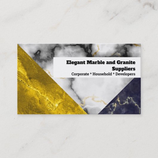 Grafisch goudwitte zwarte graniet visitekaartje (Voorkant)