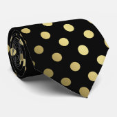 Grafisch gradiënt Golden Black Polka Dots Stropdas (Opgerold)