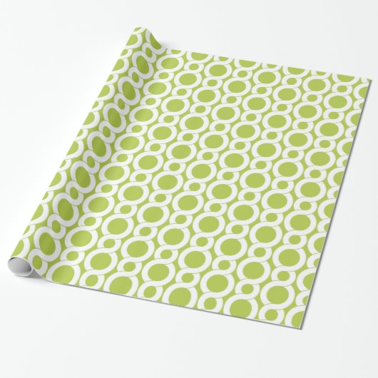 Grafisch groen abstract geometrisch monogram cadeaupapier (Uitgerold)