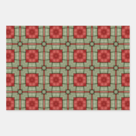 grafisch groen en rood verpakkingspapier inpakpapier vel (Voorkant)