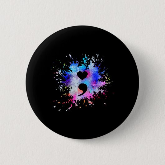 Grafisch hart puntkomma symbool ronde button 5,7 cm (Voorkant)