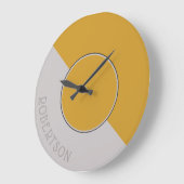 Grafisch Hot Mustard en Taupe, speciaal aangepast Grote Klok (Hoek)