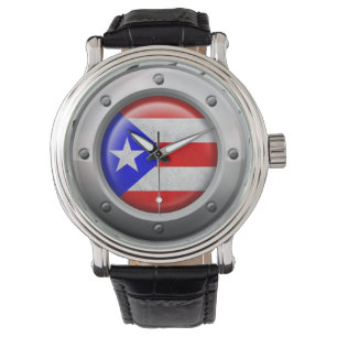 Grafisch industrieel Puerto Ricaans vlagstaal Horloge