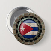 Grafisch industriestaal Cubaanse vlag Ronde Button 7,6 Cm (Voorkant /achterkant)