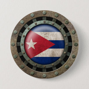 Grafisch industriestaal Cubaanse vlag Ronde Button 7,6 Cm