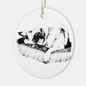 Grafisch kalm, kordate lounge start keramisch ornament (Links)