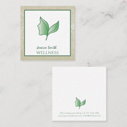 Grafisch kalmerend elegant meisje gezichtsblaasjes vierkante visitekaartje (Voorkant / Achterkant)