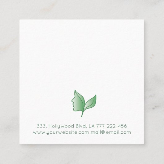 Grafisch kalmerend elegant meisje gezichtsblaasjes vierkante visitekaartje (Achterkant)