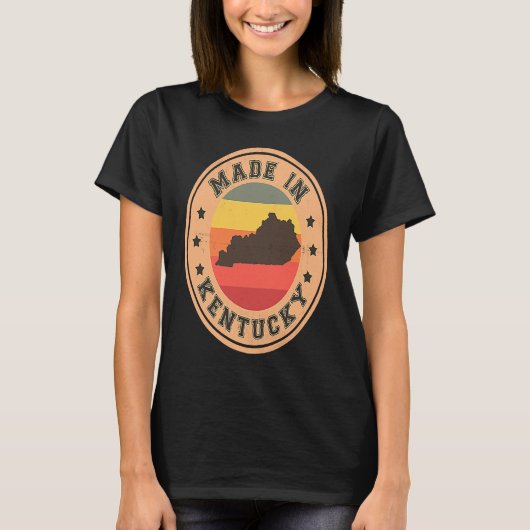 Grafisch Kentucky US State Map Retro Stripe T-shirt (Voorkant)
