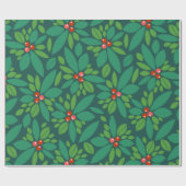 Grafisch kerstfeest Holly Cadeaupapier (Vlak)