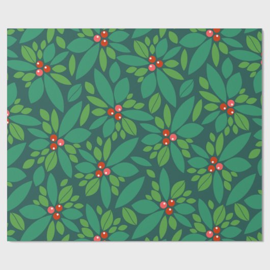 Grafisch kerstfeest Holly Cadeaupapier (Vlak)