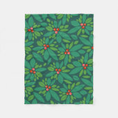 Grafisch kerstfeest Holly Fleece Deken (Voorkant)