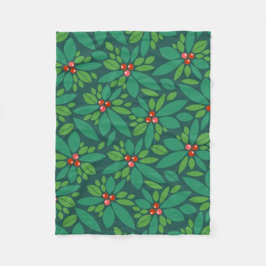 Grafisch kerstfeest Holly Fleece Deken (Voorkant)